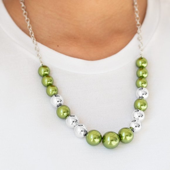 NWT Take Note green and silver pearl necklace set - Picture 1 of 3